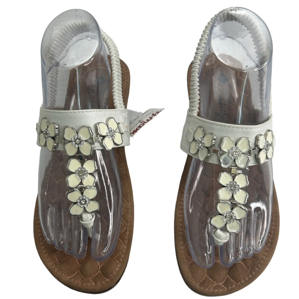 Secret Celebrity Honey Nectar Floral Thong Slingback Flats Sandals 7 Casual NEW